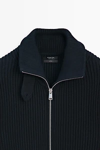Cardigan en maille 100 % coton avec détail au col