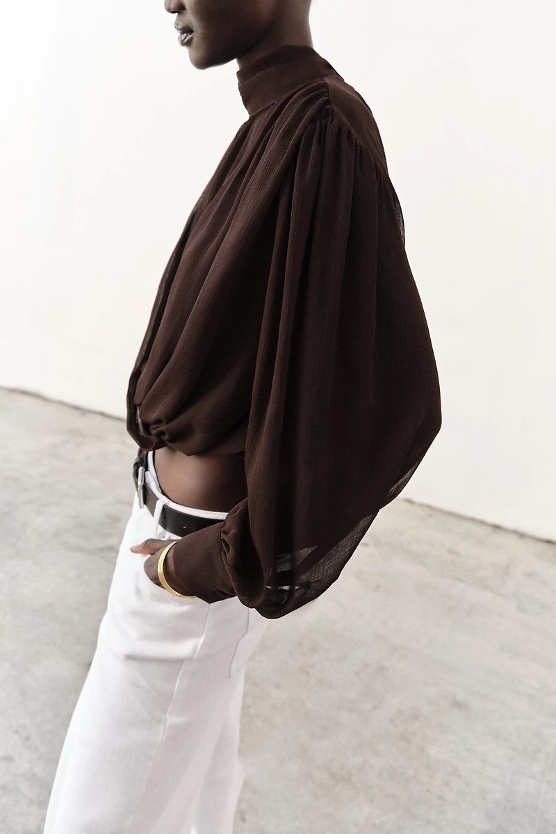DRAPED BOW BLOUSE