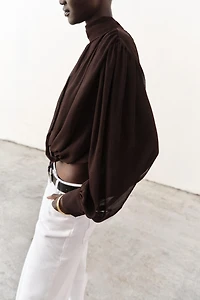 DRAPED BOW BLOUSE