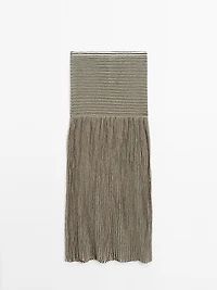 Long pleated skirt with flecked detail