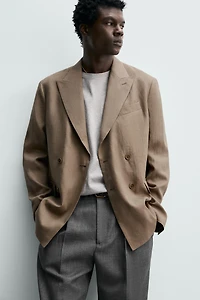 VESTE DE COSTUME CROISÉE 100% LIN