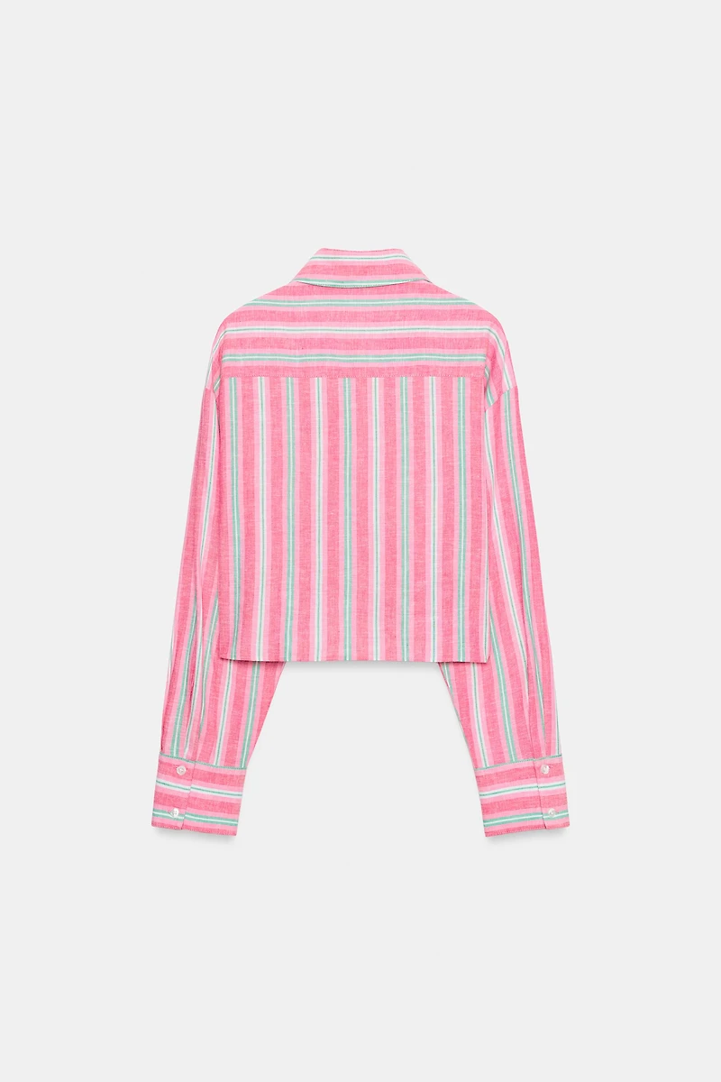 CROPPED STRIPED LACE SHIRT