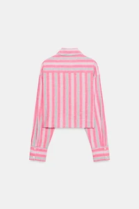 CROPPED STRIPED LACE SHIRT
