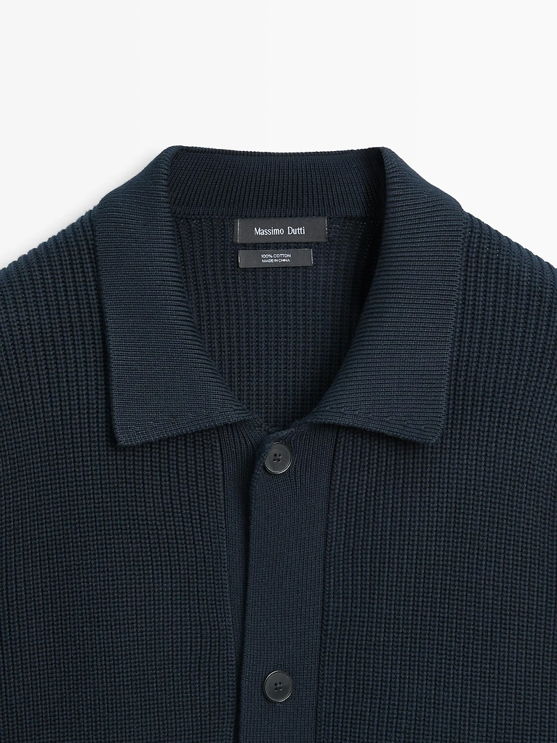 Cotton knit cardigan with pockets