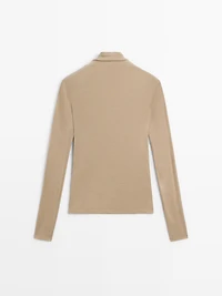 Long sleeve lyocell and wool blend T-shirt