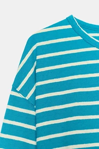 STRIPED COTTON AND LINEN T-SHIRT