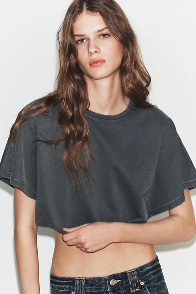 WASHED EFFECT CAPE TOP