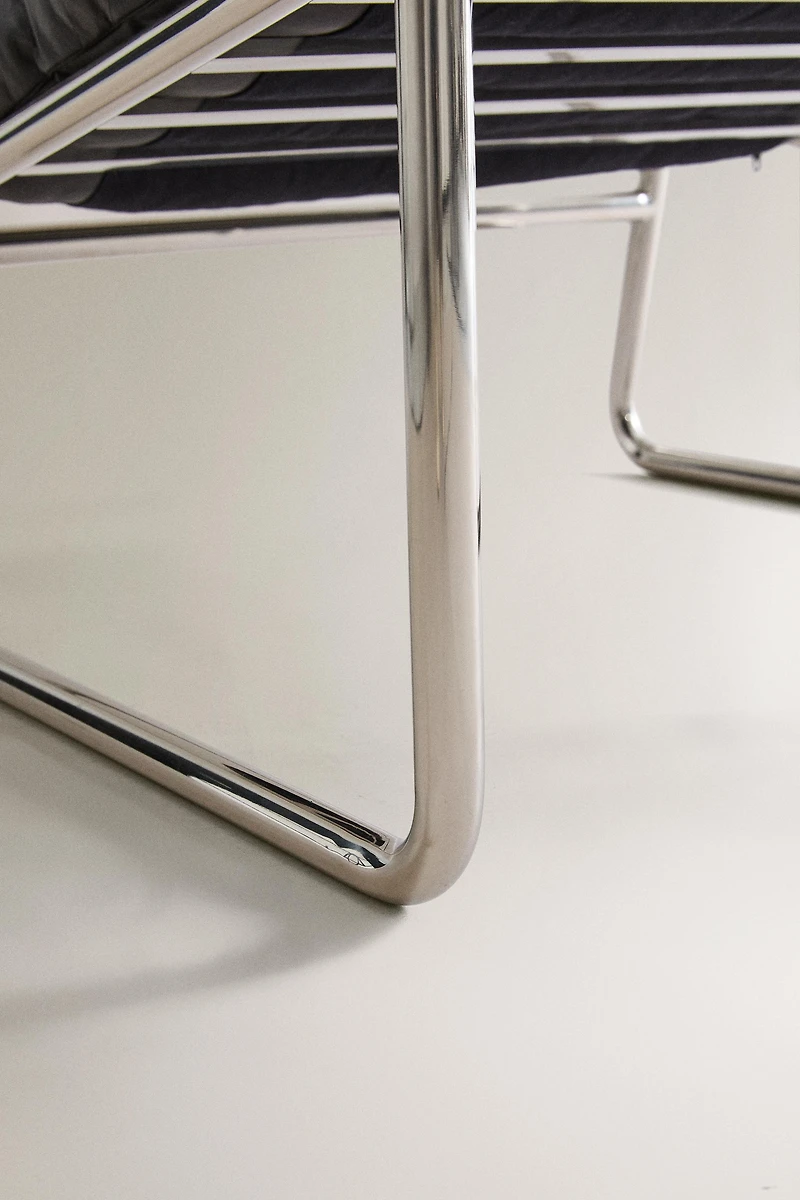 METAL AND LEATHER ARMCHAIR