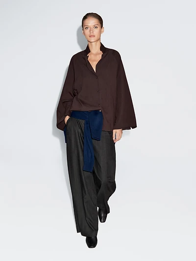 Striped wool blend wide-leg trousers