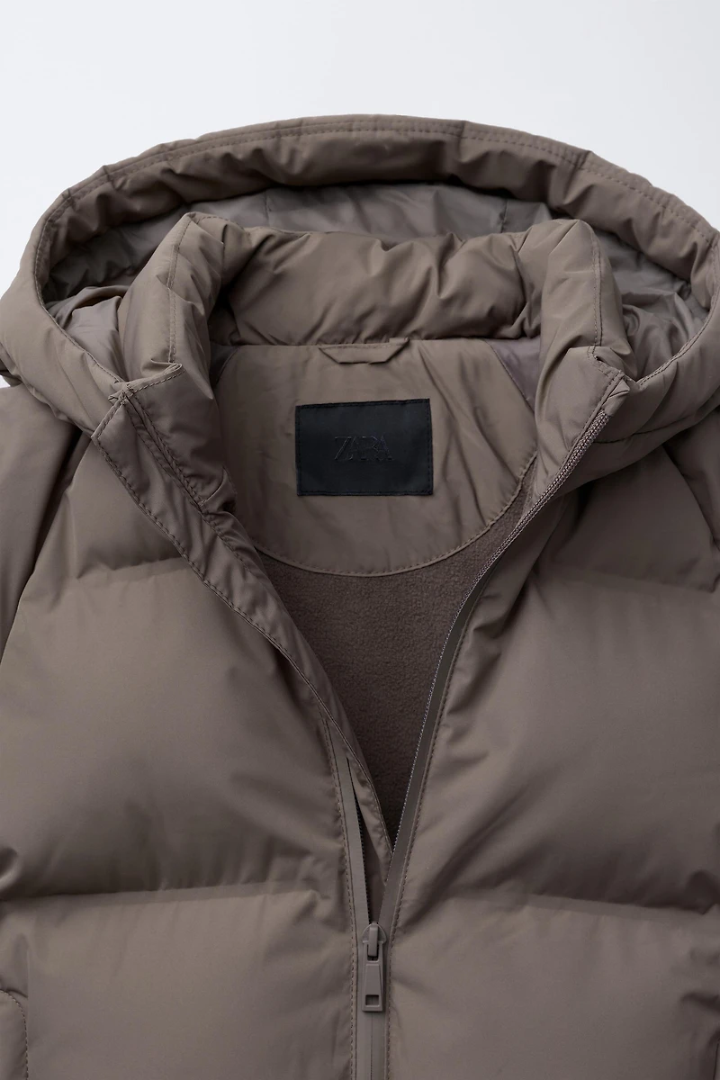 WATER REPELLENT HOODED PUFFER COAT