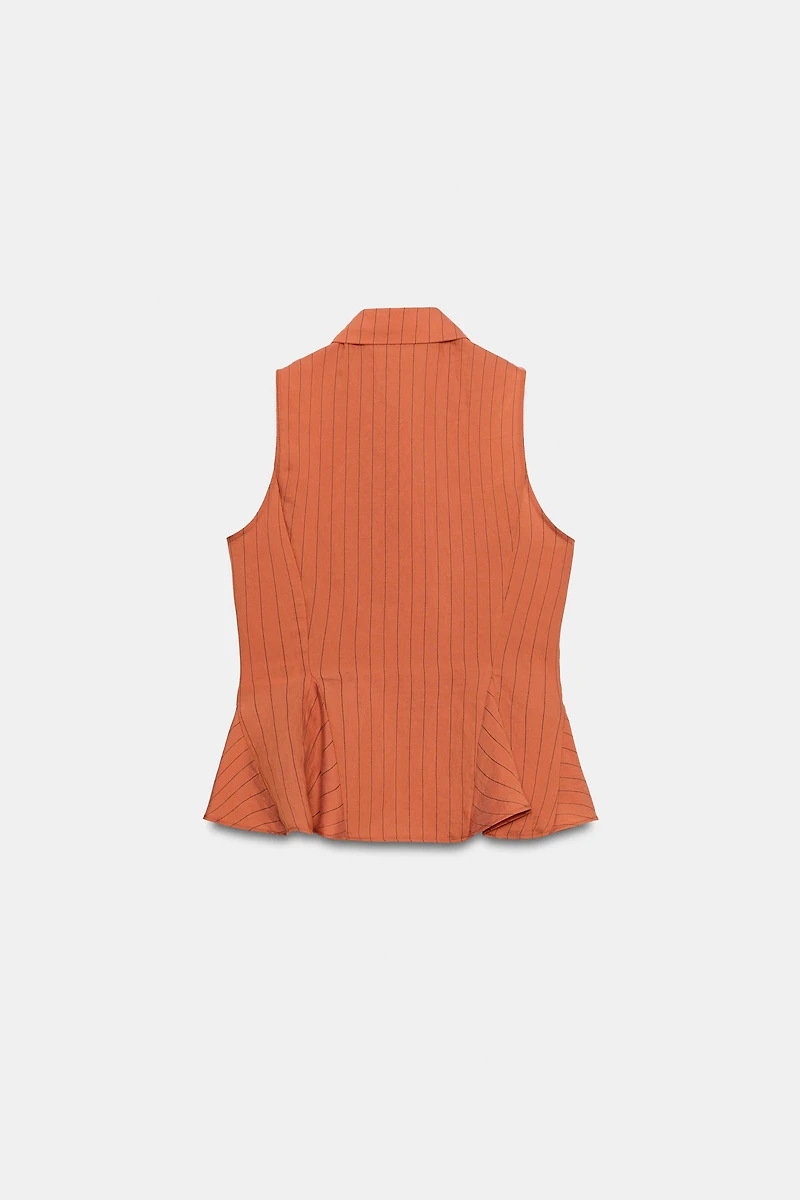 STRIPED PEPLUM VEST