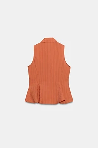 STRIPED PEPLUM VEST