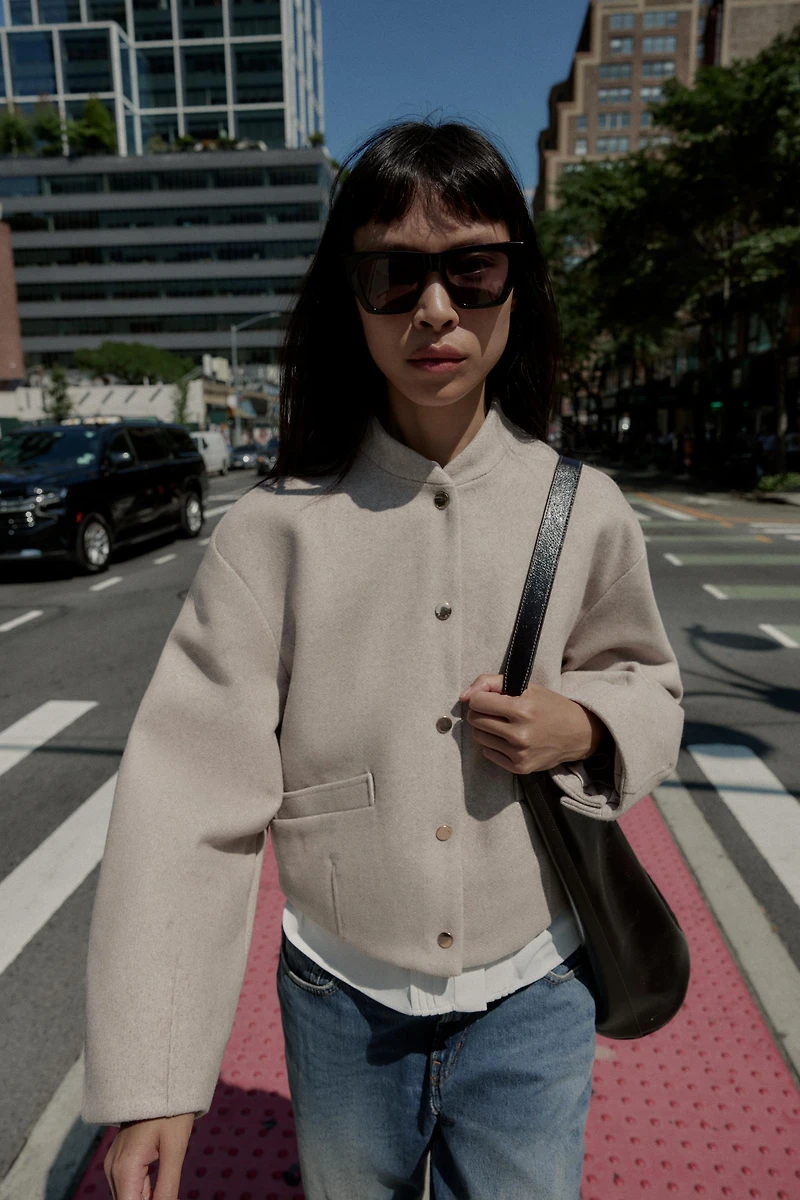 SOFT BOMBER WITH ELASTIC HEM