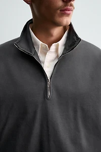 WASHED QUARTER-ZIP SWEATSHIRT