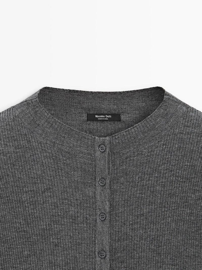 Ribbed wool blend cardigan
