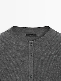 Ribbed wool blend cardigan
