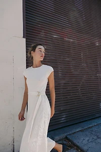 BELTED JACQUARD DRESS