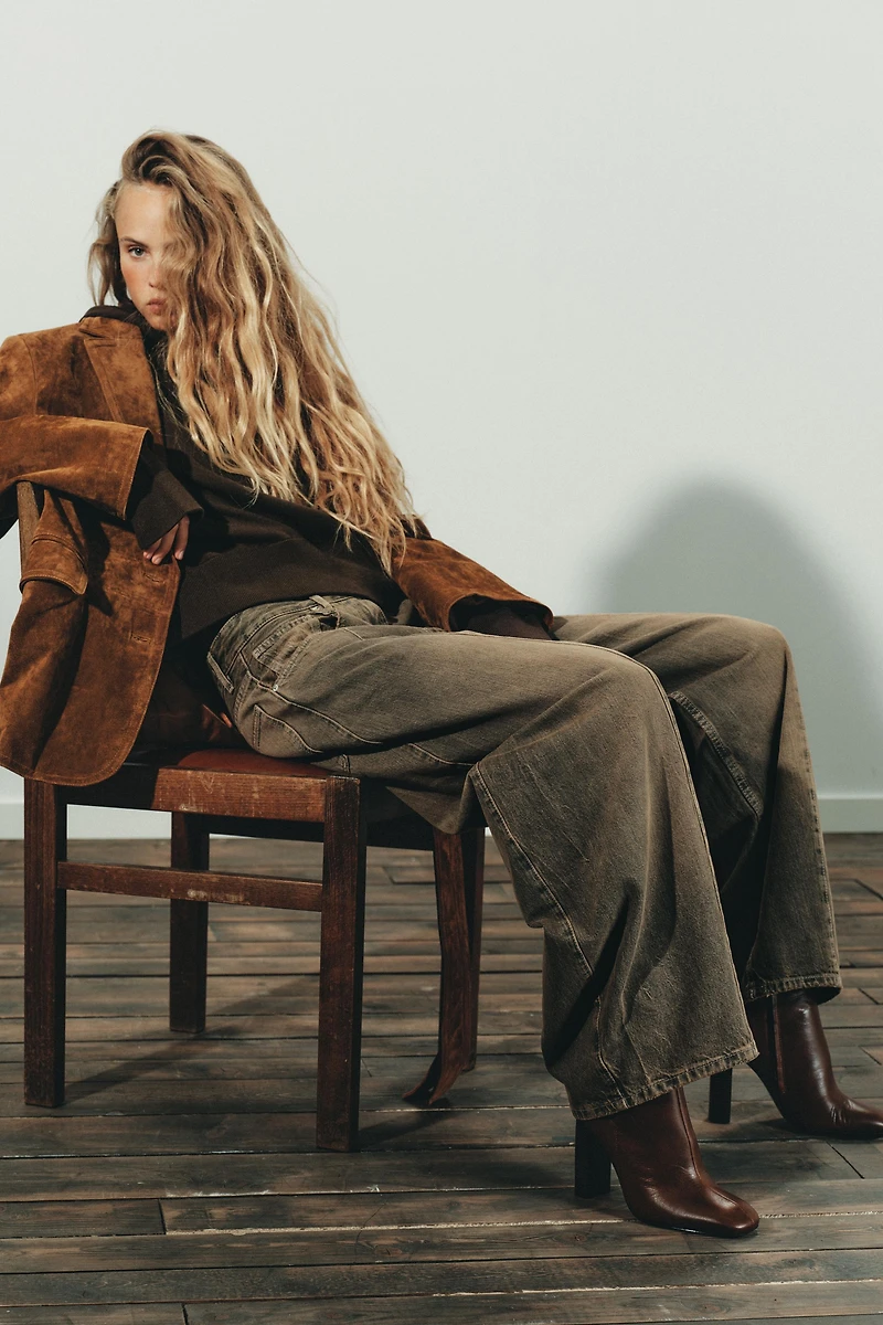 BOTTINES EN CUIR À TALONS LARGES