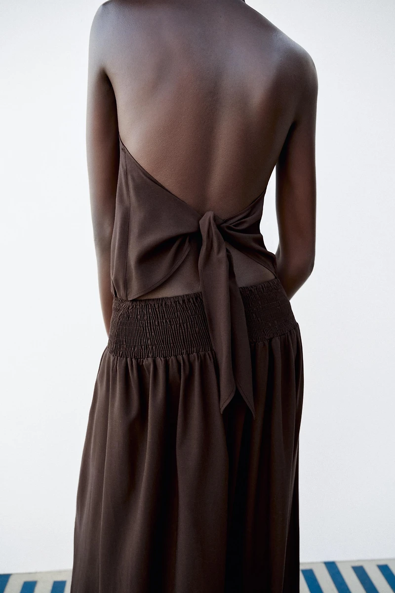BEADED HALTER DRESS