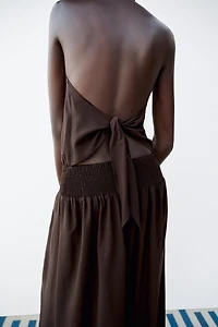 BEADED HALTER DRESS