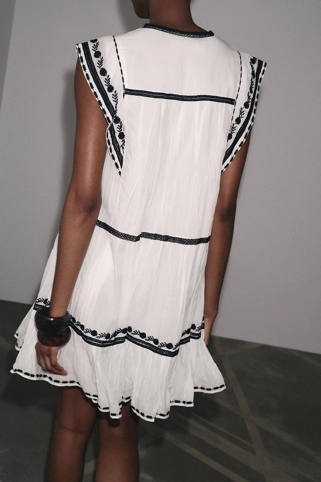 sachin and babi light blue dress Zara New Woman Ss24 Zw Collection Embroidered Short Comoros main image 0