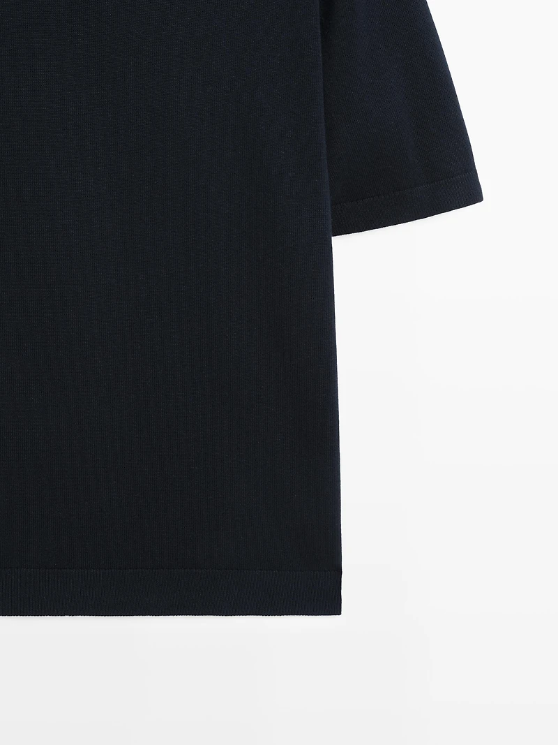 Pull polo en maille de coton mélangé