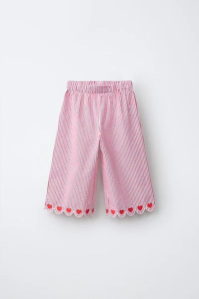 PANTALON WIDE LEG CŒURS ET RAYURES