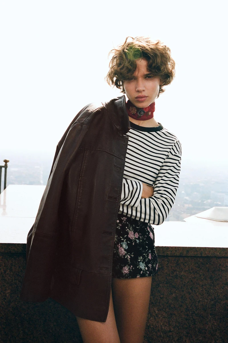 VESTE EN CUIR DÉLAVÉ