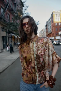 PRINTED SATIN EFFECT SHIRT