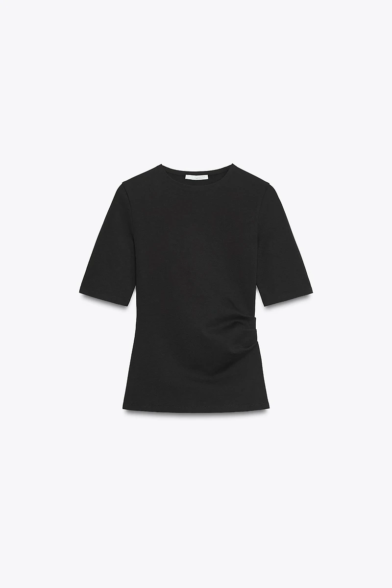 RUCHED INTERLOCK T-SHIRT