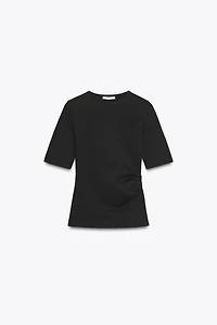 RUCHED INTERLOCK T-SHIRT