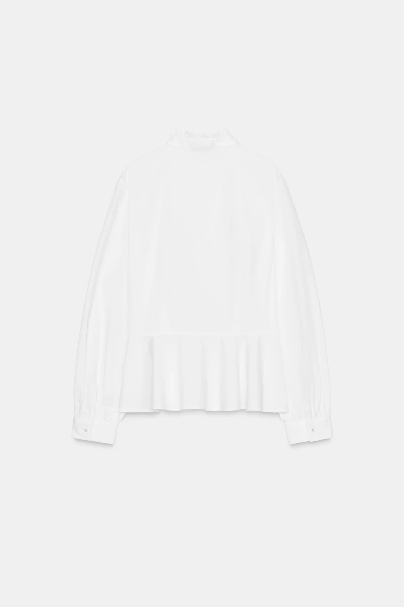 TIED PEPLUM POPLIN SHIRT