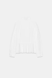 TIED PEPLUM POPLIN SHIRT