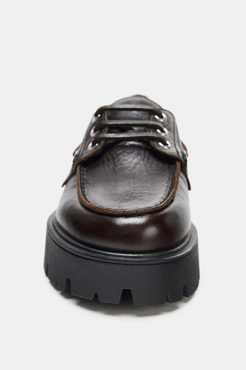 LEATHER PLATFORM LOAFERS