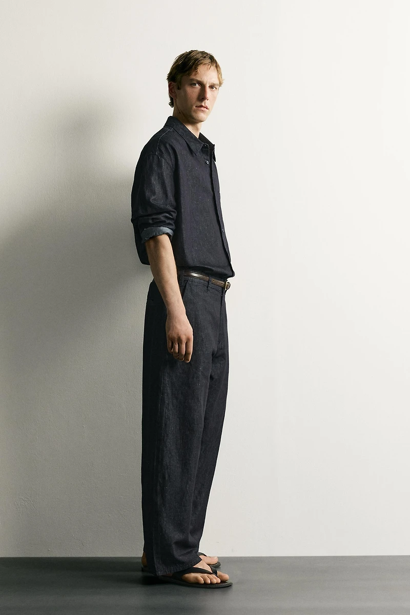 LIGHTWEIGHT COTTON-LINEN DENIM CHINO PANTS