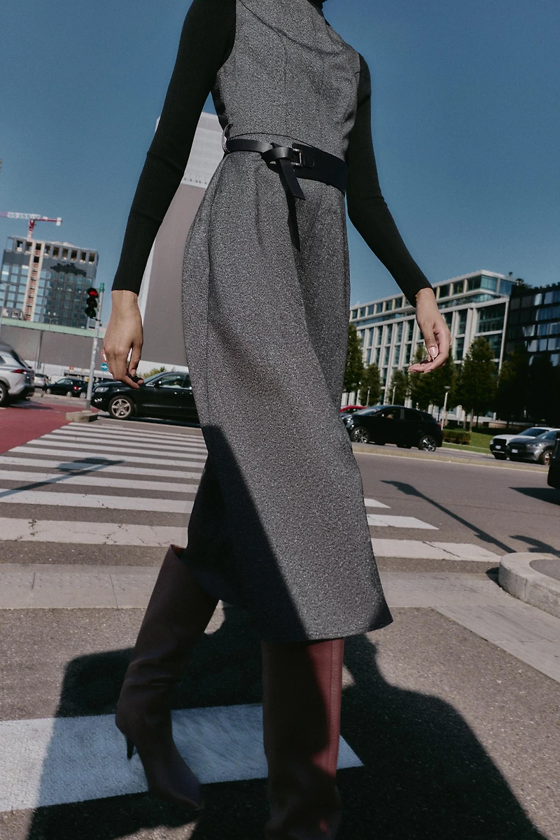 MARLED MIDI BELTED DRESS