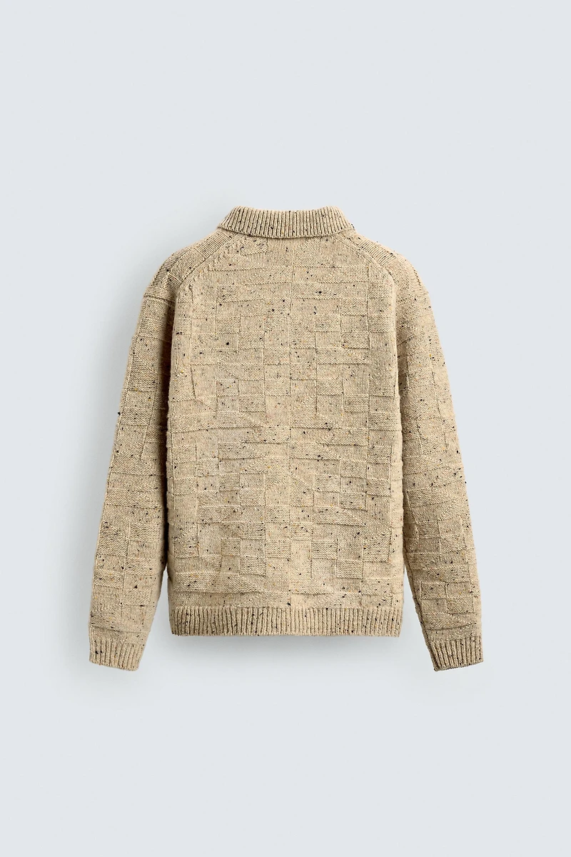 100% WOOL BUTTON-DOWN KNIT POLO SHIRT