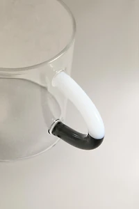 BOROSILICATE GLASS MUG WITH COLORED HANDLE