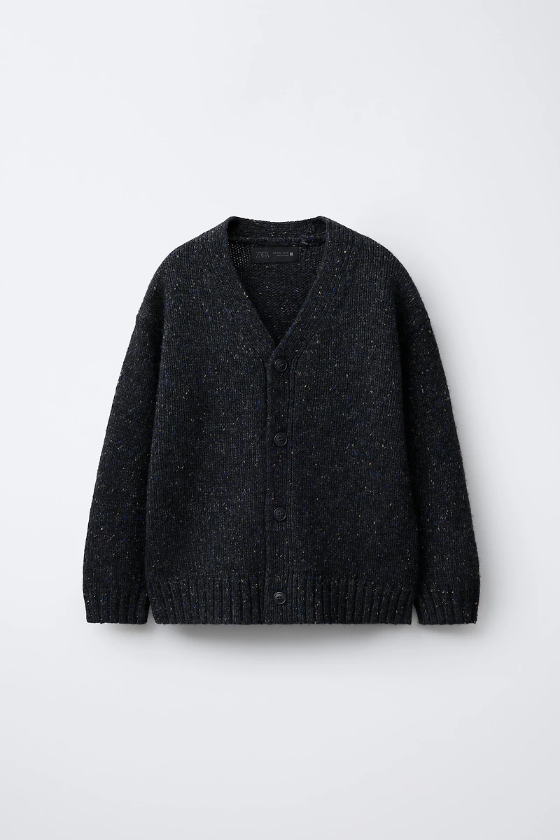 BUTTONED WOOL BLEND CARDIGAN