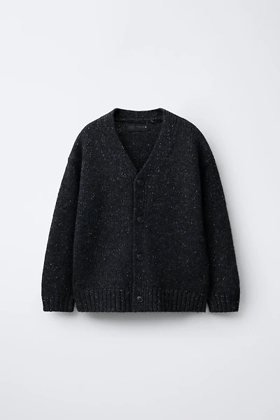 BUTTONED WOOL BLEND CARDIGAN