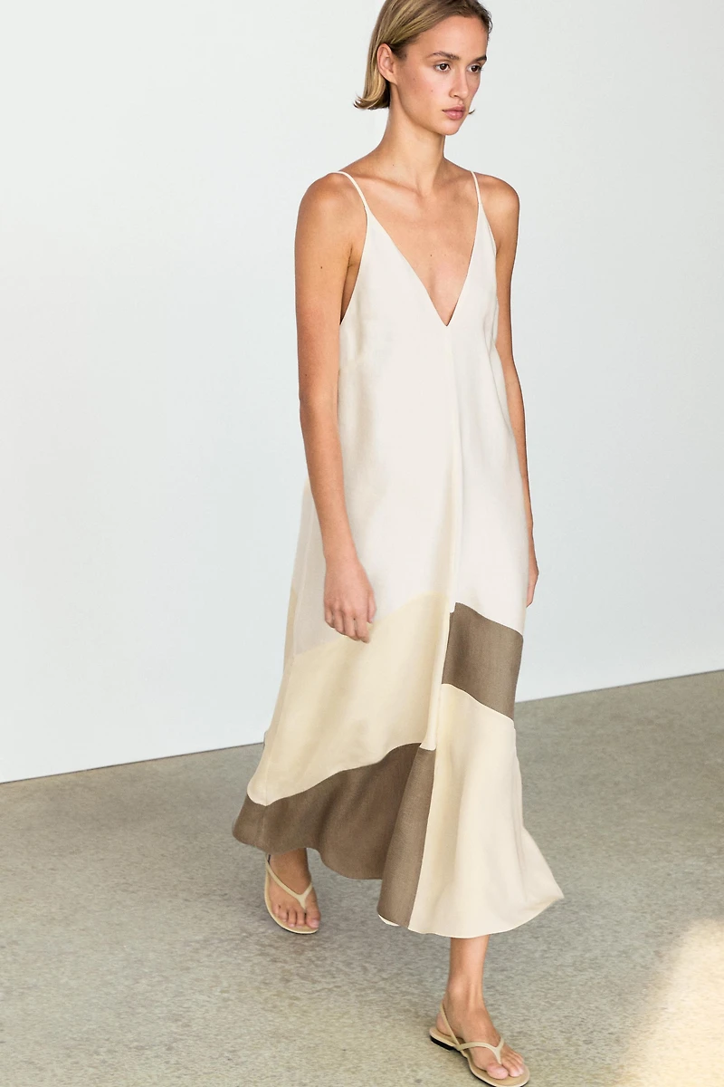 Contrast flowing midi dress