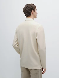 Long sleeve mercerised cotton piqué polo shirt