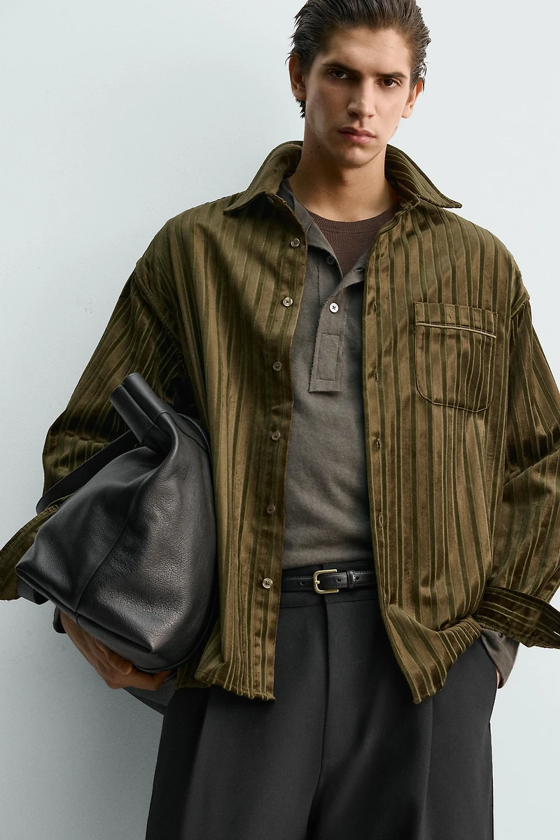 CHEMISE À RAYURES EN RELIEF VELOURS