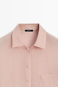 Flowing ramie pocket shirt