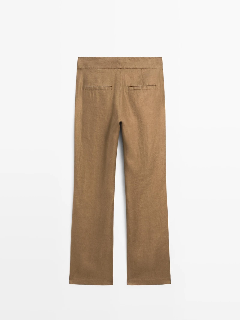 Pantalon kick flare 100 % lin