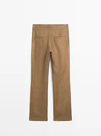 Pantalon kick flare 100 % lin