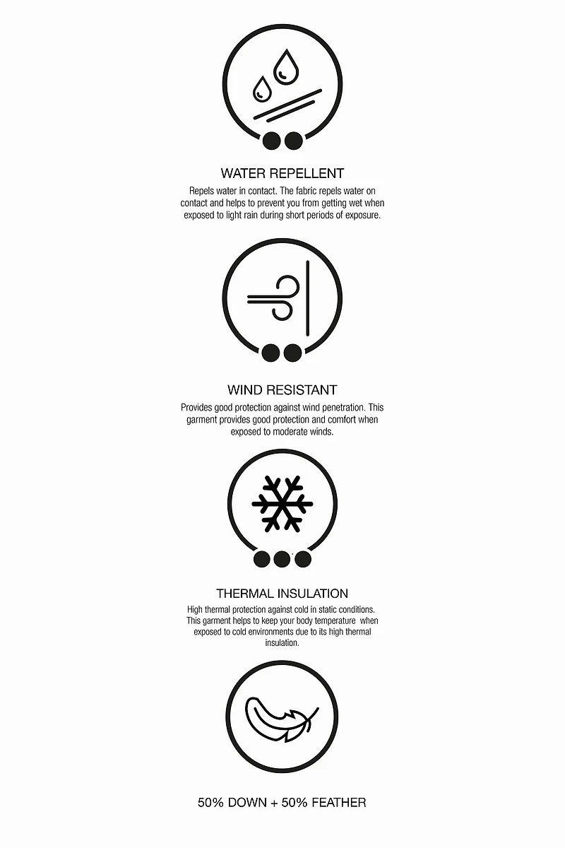 DOUDOUNE 50% PLUME ET DUVET DÉPERLANTE COUPE-VENT AVEC CAPUCHE