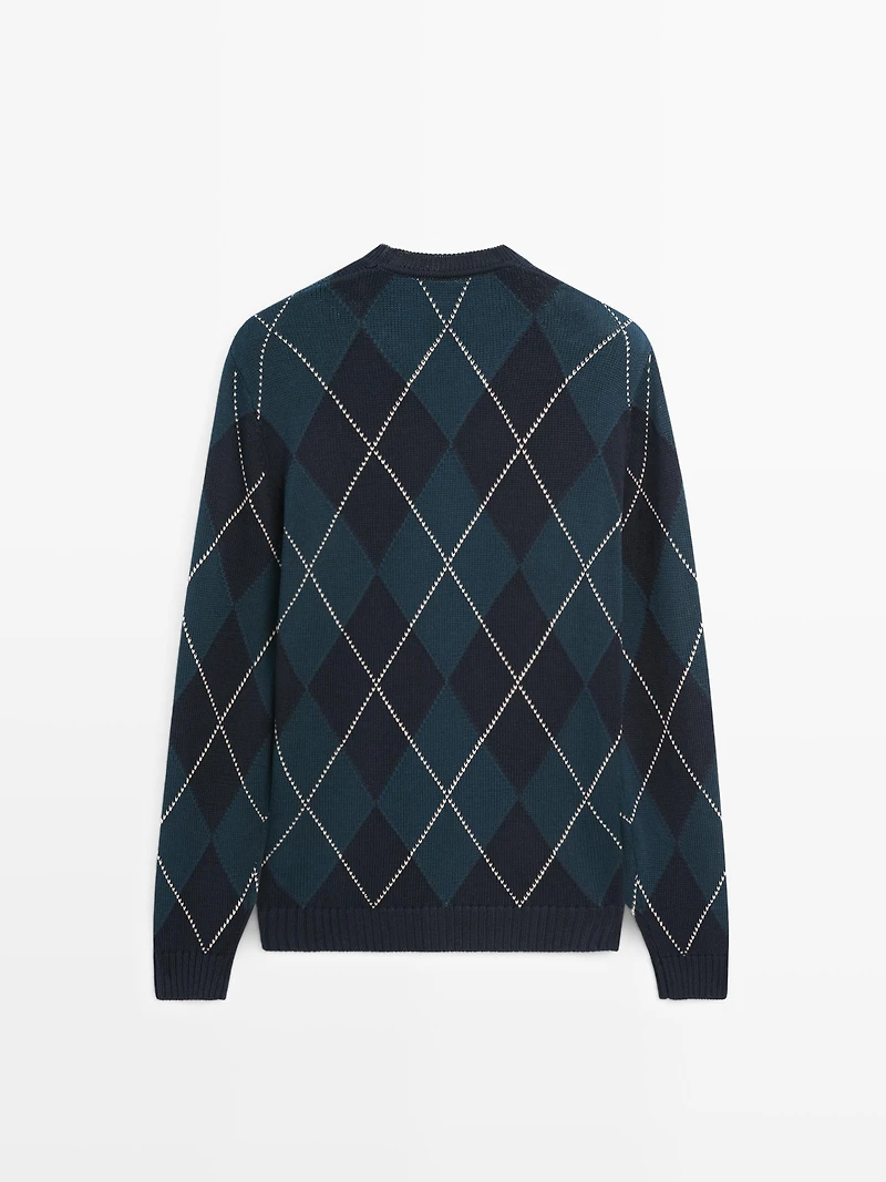 Pull en maille à détail losanges coton