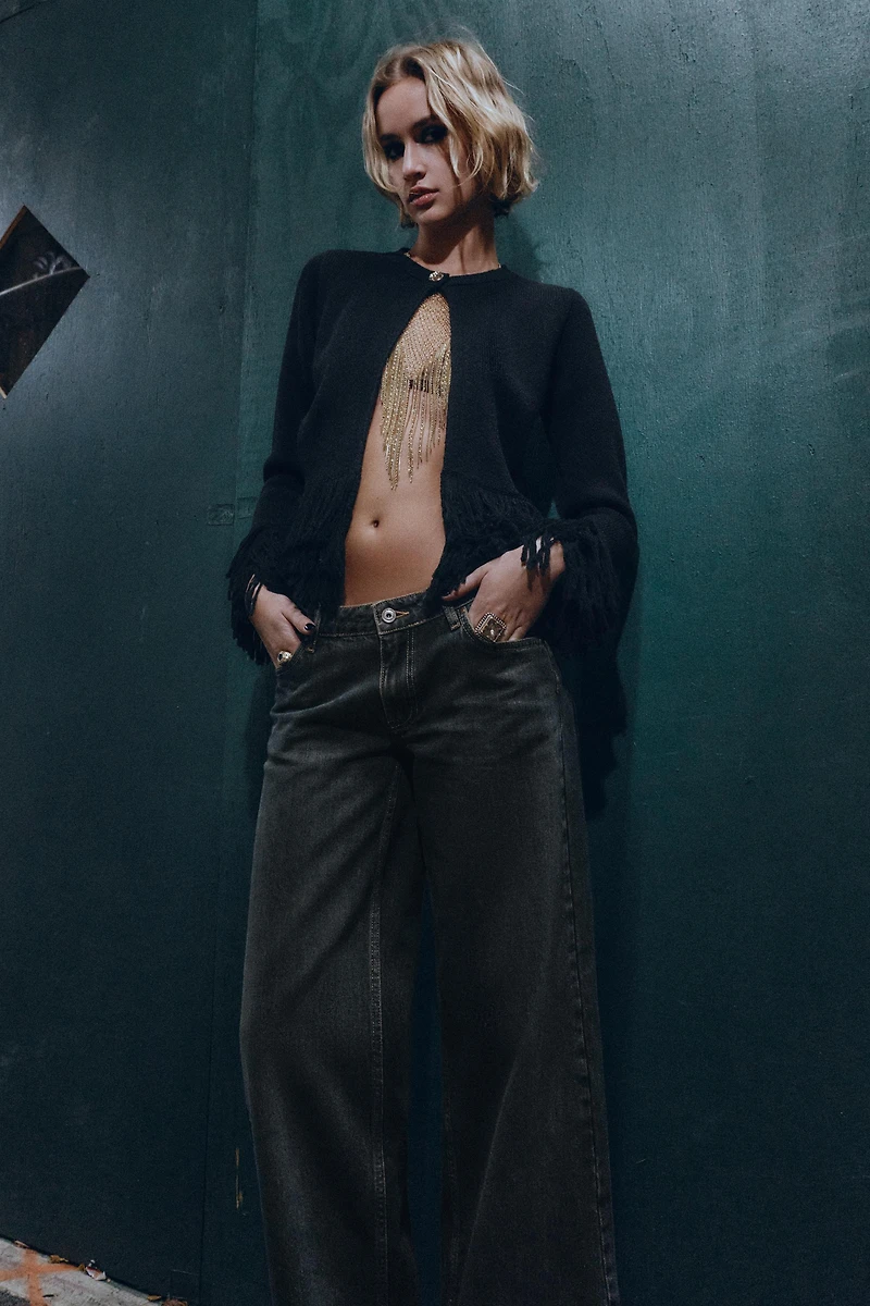 FRINGED KNIT CARDIGAN