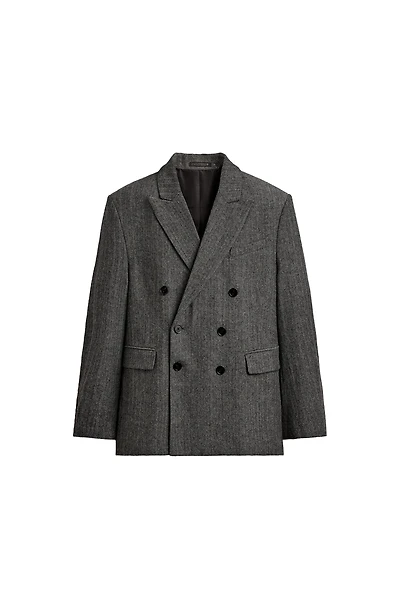 HERRINGBONE STRUCTURED WOOL BLEND SUIT JACKET